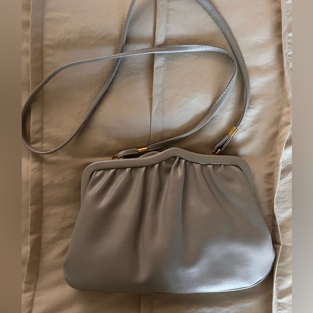 Vintage Gray Faux Leather Clutch